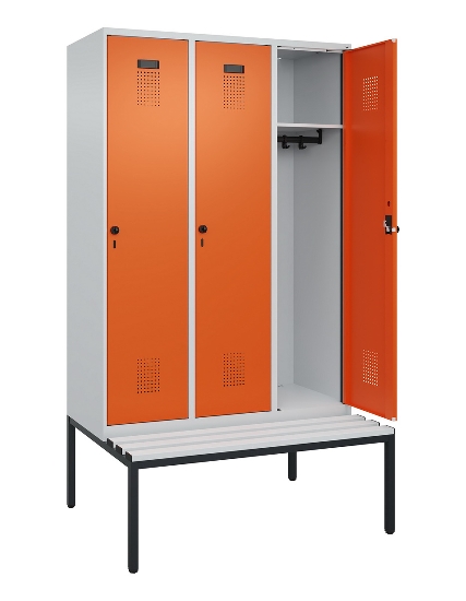 C+P Spind Evolo PLUS 0490507-12 mit Bank 1 Abt.400mm Drehriegel (HxBxT) 2120x400x815mm 7035/6011