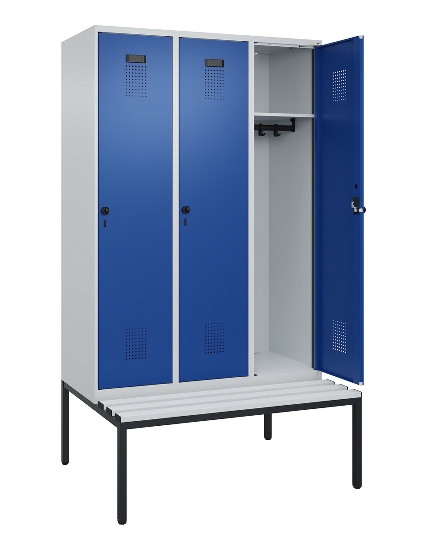C+P Spind Evolo PLUS 0490507-12 mit Bank 1 Abt.400mm Drehriegel (HxBxT) 2120x400x815mm 7035/6011