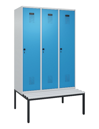 C+P Spind Evolo PLUS 0490507-12 mit Bank 1 Abt.400mm Drehriegel (HxBxT) 2120x400x815mm 7035/6011