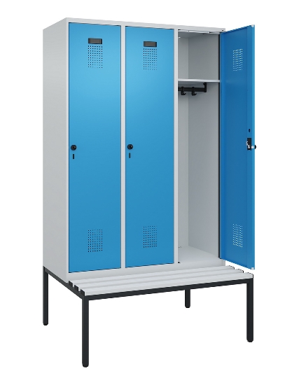 C+P Spind Evolo PLUS 0490507-12 mit Bank 1 Abt.400mm Drehriegel (HxBxT) 2120x400x815mm 7035/6011