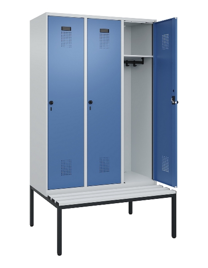 C+P Spind Evolo PLUS 0490507-12 mit Bank 1 Abt.400mm Drehriegel (HxBxT) 2120x400x815mm 7035/6011