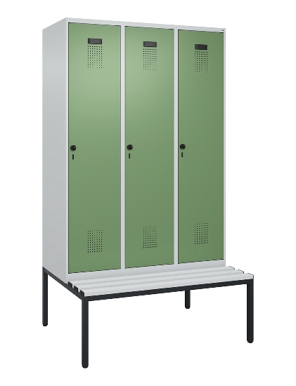 C+P Spind Evolo PLUS 0490507-12 mit Bank 1 Abt.400mm Drehriegel (HxBxT) 2120x400x815mm 7035/6011