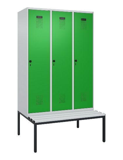 C+P Spind Evolo PLUS 0490507-12 mit Bank 1 Abt.400mm Drehriegel (HxBxT) 2120x400x815mm 7035/6011