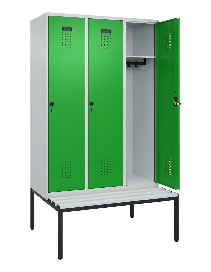 C+P Spind Evolo PLUS 0490507-12 mit Bank 1 Abt.400mm Drehriegel (HxBxT) 2120x400x815mm 7035/6011