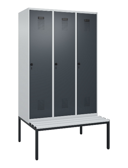 C+P Spind Evolo PLUS 0490507-12 mit Bank 1 Abt.400mm Drehriegel (HxBxT) 2120x400x815mm 7035/6011