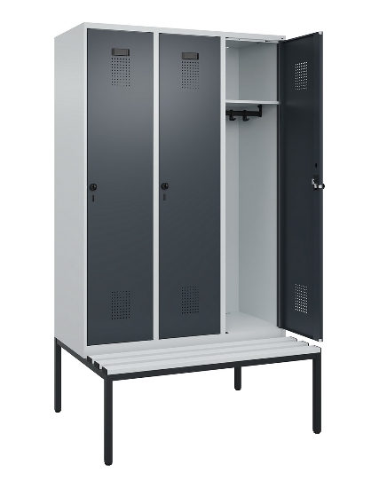 C+P Spind Evolo PLUS 0490507-12 mit Bank 1 Abt.400mm Drehriegel (HxBxT) 2120x400x815mm 7035/6011