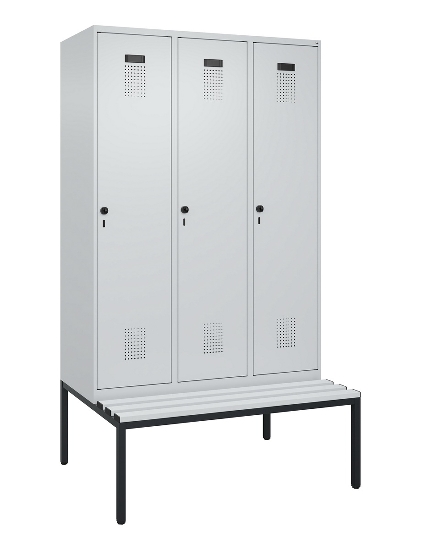 C+P Spind Evolo PLUS 0490507-12 mit Bank 1 Abt.400mm Drehriegel (HxBxT) 2120x400x815mm 7035/6011