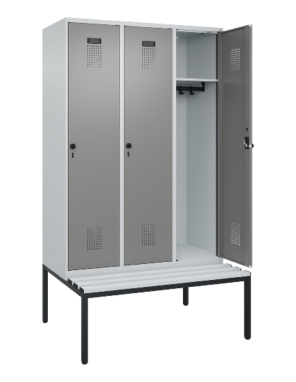 C+P Spind Evolo PLUS 0490507-12 mit Bank 1 Abt.400mm Drehriegel (HxBxT) 2120x400x815mm 7035/6011