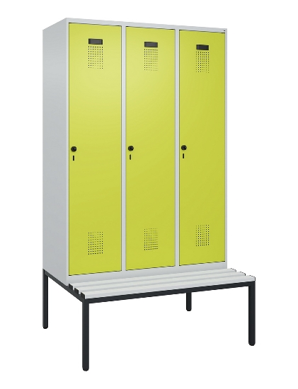 C+P Spind Evolo PLUS 0490507-12 mit Bank 1 Abt.400mm Drehriegel (HxBxT) 2120x400x815mm 7035/6011