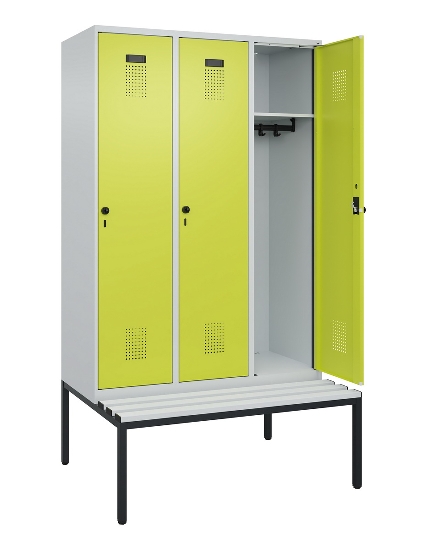 C+P Spind Evolo PLUS 0490507-12 mit Bank 1 Abt.400mm Drehriegel (HxBxT) 2120x400x815mm 7035/6011