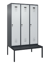 C+P Spind Evolo PLUS 0490507-12 mit Bank 1 Abt.400mm Drehriegel (HxBxT) 2120x400x815mm 7035/6011
