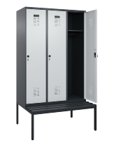 C+P Spind Evolo PLUS 0490507-12 mit Bank 1 Abt.400mm Drehriegel (HxBxT) 2120x400x815mm 7035/6011