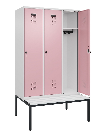 C+P Spind Evolo PLUS 0490507-12 mit Bank 1 Abt.400mm Drehriegel (HxBxT) 2120x400x815mm 7035/6011