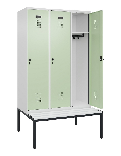 C+P Spind Evolo PLUS 0490507-12 mit Bank 1 Abt.400mm Drehriegel (HxBxT) 2120x400x815mm 7035/6011