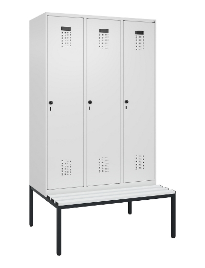 C+P Spind Evolo PLUS 0490507-12 mit Bank 1 Abt.400mm Drehriegel (HxBxT) 2120x400x815mm 7035/6011