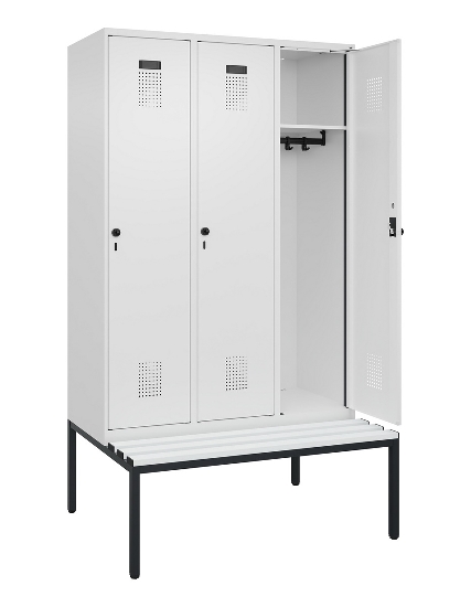 C+P Spind Evolo PLUS 0490507-12 mit Bank 1 Abt.400mm Drehriegel (HxBxT) 2120x400x815mm 7035/6011