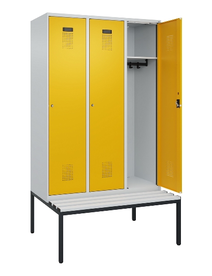 C+P Spind Evolo PLUS 0490507-12 mit Bank 1 Abt.400mm Drehriegel (HxBxT) 2120x400x815mm 7035/6011