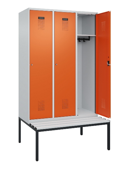 C+P Spind Evolo PLUS 0490507-12 mit Bank 1 Abt.400mm Drehriegel (HxBxT) 2120x400x815mm 7035/6011