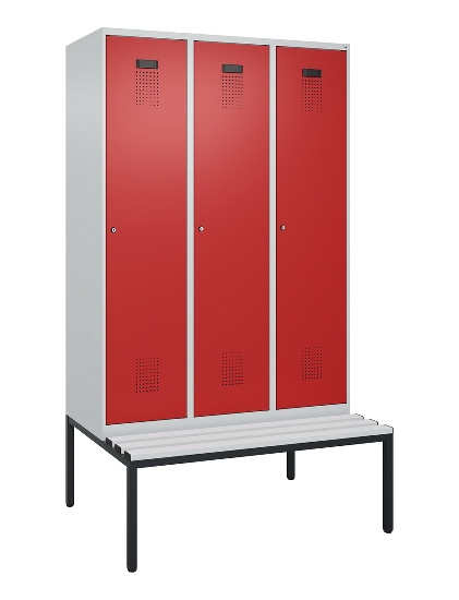 C+P Spind Evolo PLUS 0490507-12 mit Bank 1 Abt.400mm Drehriegel (HxBxT) 2120x400x815mm 7035/6011