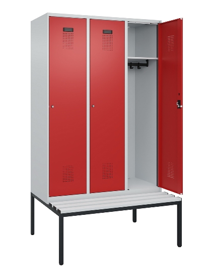 C+P Spind Evolo PLUS 0490507-12 mit Bank 1 Abt.400mm Drehriegel (HxBxT) 2120x400x815mm 7035/6011