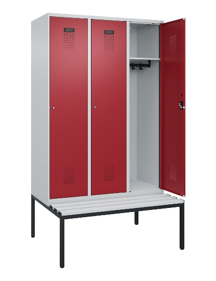 C+P Spind Evolo PLUS 0490507-12 mit Bank 1 Abt.400mm Drehriegel (HxBxT) 2120x400x815mm 7035/6011