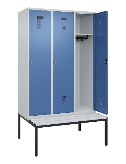 C+P Spind Evolo PLUS 0490507-12 mit Bank 1 Abt.400mm Drehriegel (HxBxT) 2120x400x815mm 7035/6011