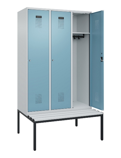C+P Spind Evolo PLUS 0490507-12 mit Bank 1 Abt.400mm Drehriegel (HxBxT) 2120x400x815mm 7035/6011
