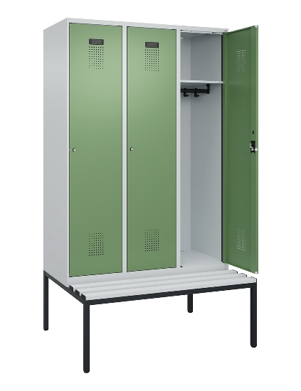 C+P Spind Evolo PLUS 0490507-12 mit Bank 1 Abt.400mm Drehriegel (HxBxT) 2120x400x815mm 7035/6011