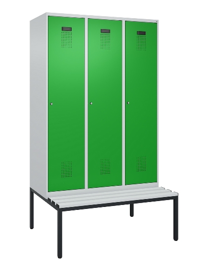 C+P Spind Evolo PLUS 0490507-12 mit Bank 1 Abt.400mm Drehriegel (HxBxT) 2120x400x815mm 7035/6011