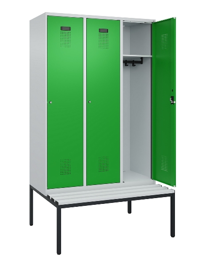 C+P Spind Evolo PLUS 0490507-12 mit Bank 1 Abt.400mm Drehriegel (HxBxT) 2120x400x815mm 7035/6011