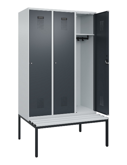C+P Spind Evolo PLUS 0490507-12 mit Bank 1 Abt.400mm Drehriegel (HxBxT) 2120x400x815mm 7035/6011
