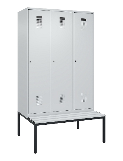 C+P Spind Evolo PLUS 0490507-12 mit Bank 1 Abt.400mm Drehriegel (HxBxT) 2120x400x815mm 7035/6011