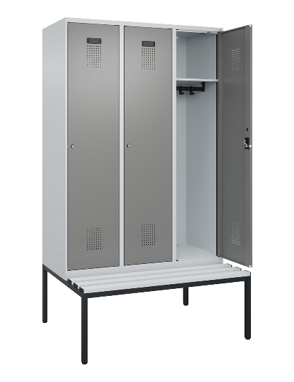 C+P Spind Evolo PLUS 0490507-12 mit Bank 1 Abt.400mm Drehriegel (HxBxT) 2120x400x815mm 7035/6011