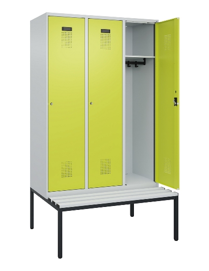 C+P Spind Evolo PLUS 0490507-12 mit Bank 1 Abt.400mm Drehriegel (HxBxT) 2120x400x815mm 7035/6011