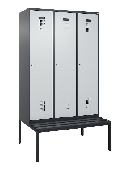 C+P Spind Evolo PLUS 0490507-12 mit Bank 1 Abt.400mm Drehriegel (HxBxT) 2120x400x815mm 7035/6011
