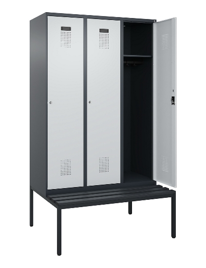 C+P Spind Evolo PLUS 0490507-12 mit Bank 1 Abt.400mm Drehriegel (HxBxT) 2120x400x815mm 7035/6011