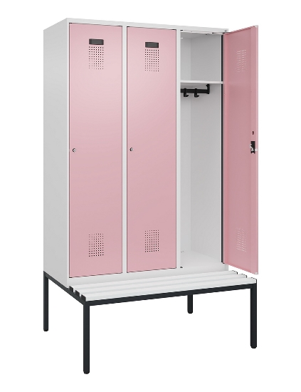 C+P Spind Evolo PLUS 0490507-12 mit Bank 1 Abt.400mm Drehriegel (HxBxT) 2120x400x815mm 7035/6011