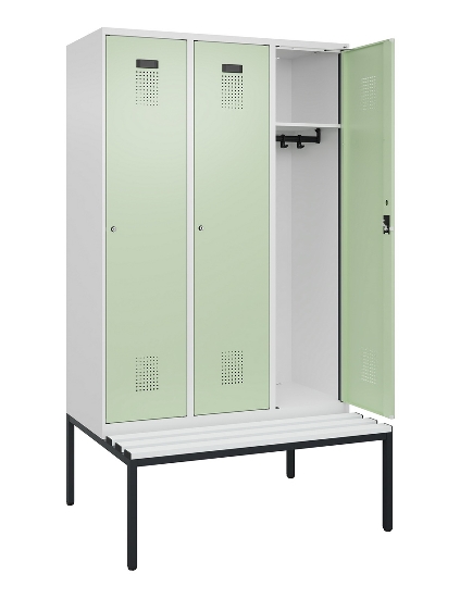 C+P Spind Evolo PLUS 0490507-12 mit Bank 1 Abt.400mm Drehriegel (HxBxT) 2120x400x815mm 7035/6011