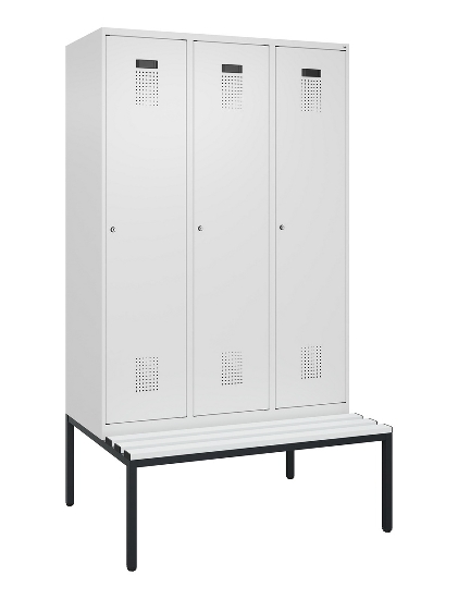 C+P Spind Evolo PLUS 0490507-12 mit Bank 1 Abt.400mm Drehriegel (HxBxT) 2120x400x815mm 7035/6011