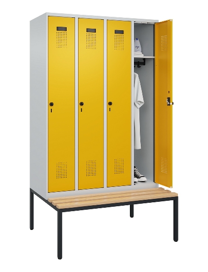 C+P Spind Evolo PLUS 0490507-32 mit Bank 3 Abt.400mm Drehriegel (HxBxT) 2120x1200x815mm 9016/3015