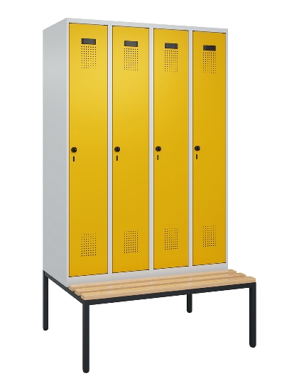 C+P Spind Evolo PLUS 0490507-32 mit Bank 3 Abt.400mm Drehriegel (HxBxT) 2120x1200x815mm 9016/3015