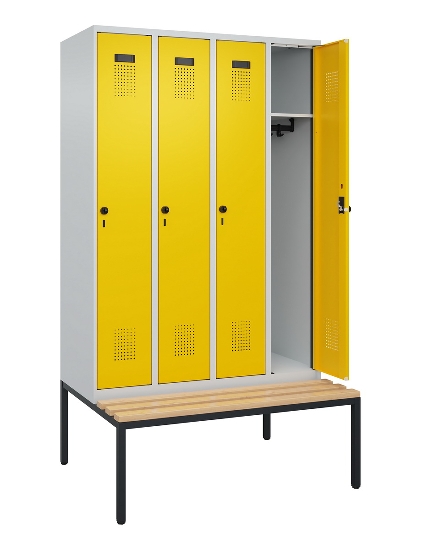 C+P Spind Evolo PLUS 0490507-32 mit Bank 3 Abt.400mm Drehriegel (HxBxT) 2120x1200x815mm 9016/3015