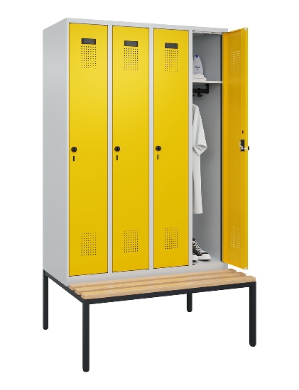 C+P Spind Evolo PLUS 0490507-32 mit Bank 3 Abt.400mm Drehriegel (HxBxT) 2120x1200x815mm 9016/3015