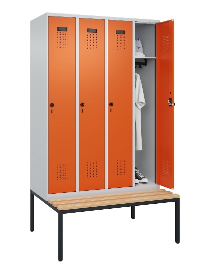 C+P Spind Evolo PLUS 0490507-32 mit Bank 3 Abt.400mm Drehriegel (HxBxT) 2120x1200x815mm 9016/3015
