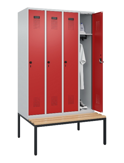 C+P Spind Evolo PLUS 0490507-32 mit Bank 3 Abt.400mm Drehriegel (HxBxT) 2120x1200x815mm 9016/3015