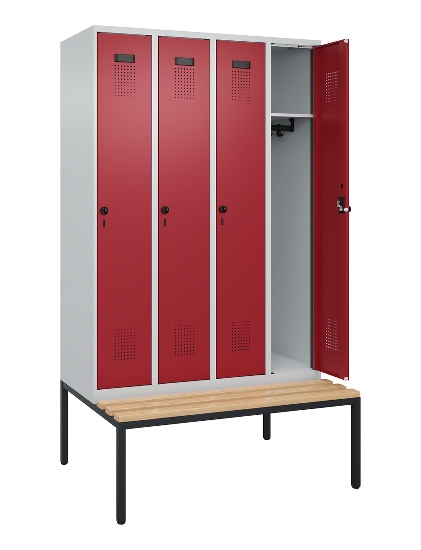 C+P Spind Evolo PLUS 0490507-32 mit Bank 3 Abt.400mm Drehriegel (HxBxT) 2120x1200x815mm 9016/3015