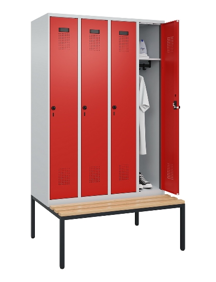 C+P Spind Evolo PLUS 0490507-32 mit Bank 3 Abt.400mm Drehriegel (HxBxT) 2120x1200x815mm 9016/3015