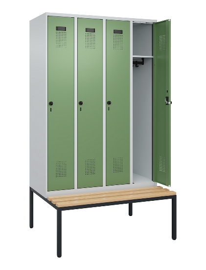 C+P Spind Evolo PLUS 0490507-32 mit Bank 3 Abt.400mm Drehriegel (HxBxT) 2120x1200x815mm 9016/3015