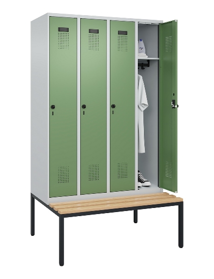 C+P Spind Evolo PLUS 0490507-32 mit Bank 3 Abt.400mm Drehriegel (HxBxT) 2120x1200x815mm 9016/3015