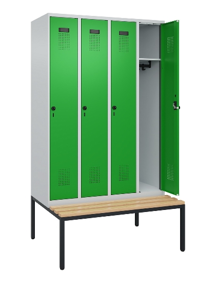 C+P Spind Evolo PLUS 0490507-32 mit Bank 3 Abt.400mm Drehriegel (HxBxT) 2120x1200x815mm 9016/3015